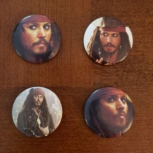 Pirates of the Caribbean Captain Jack Sparrow round magnets